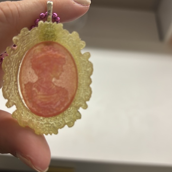 Vintage Orange and Yellow Medallion Necklace - Picture 2 of 2